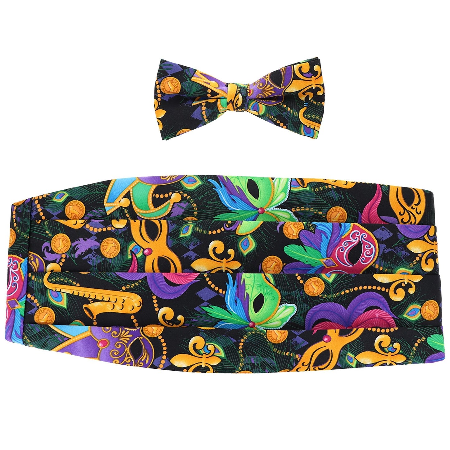 Vittorio Farina Mardi Gras Cummerbund and Bow Tie Set